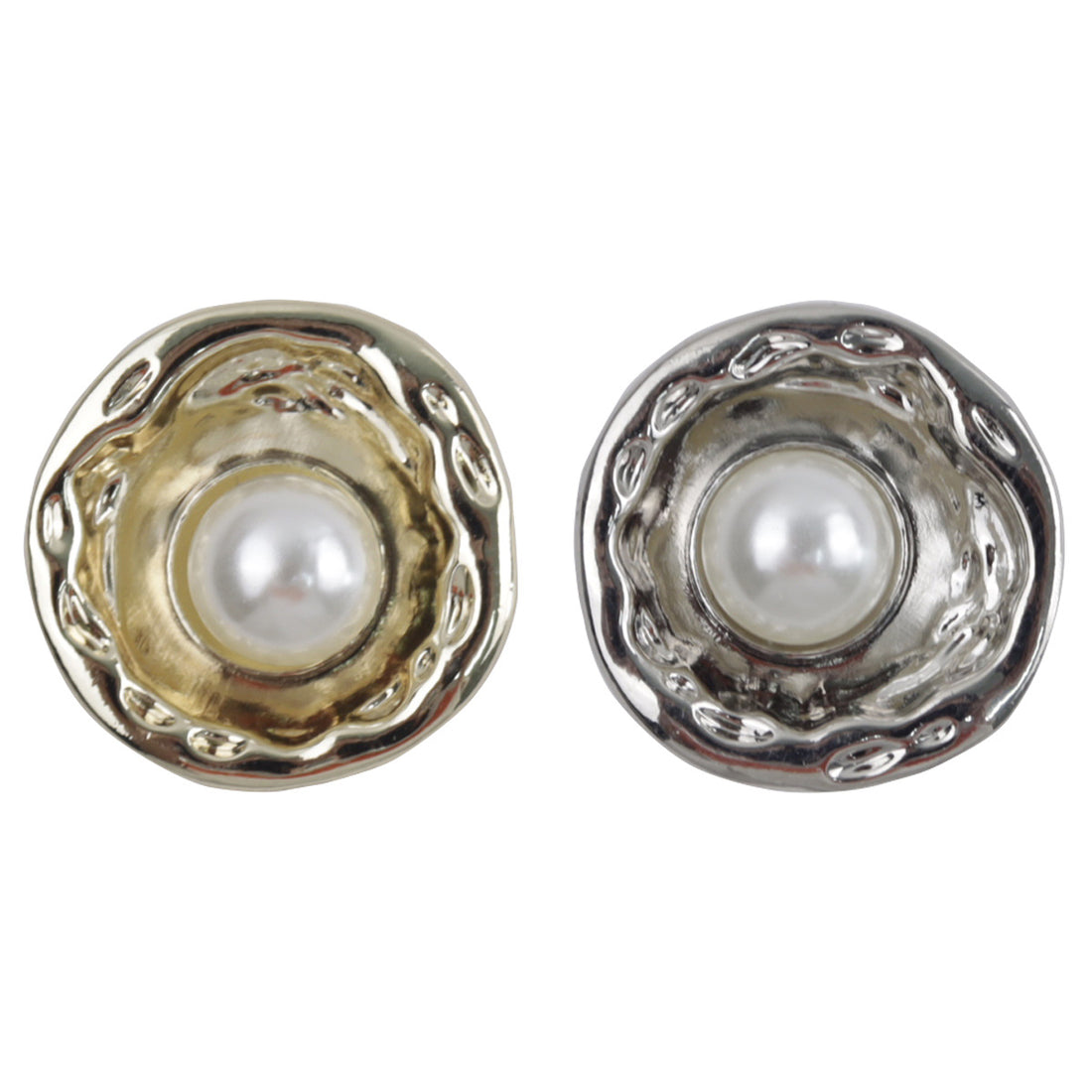 Gold and Silver Lotus Pearl Metal Buttons for Handmade DIY Pendants 10pcs - Lots of Buttons
