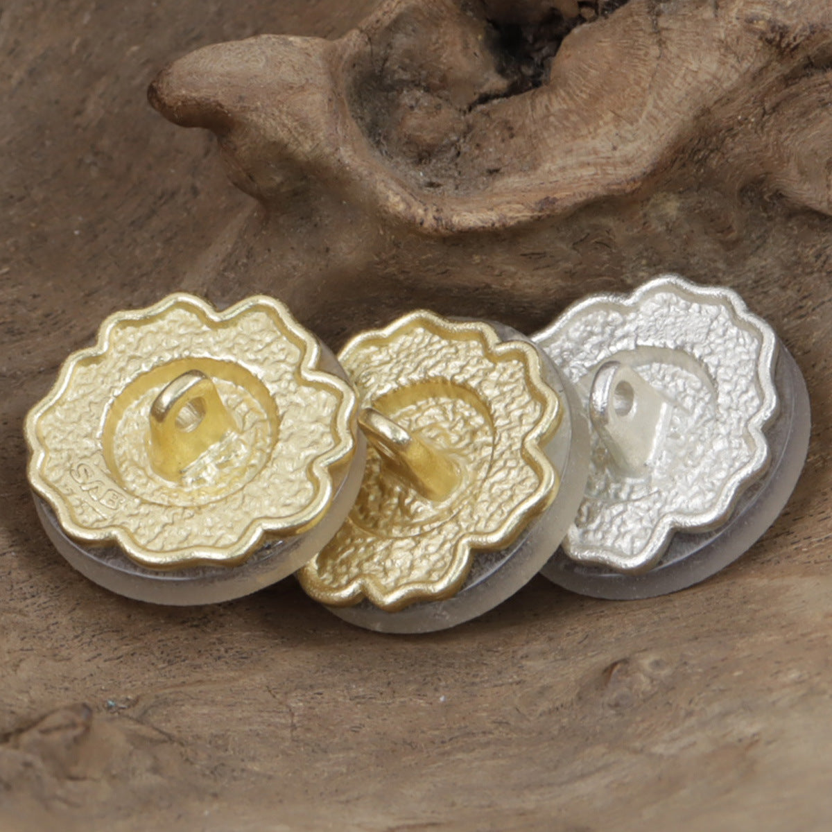 Gold and Silver Matte Small Flower Metal Buttons 10pcs