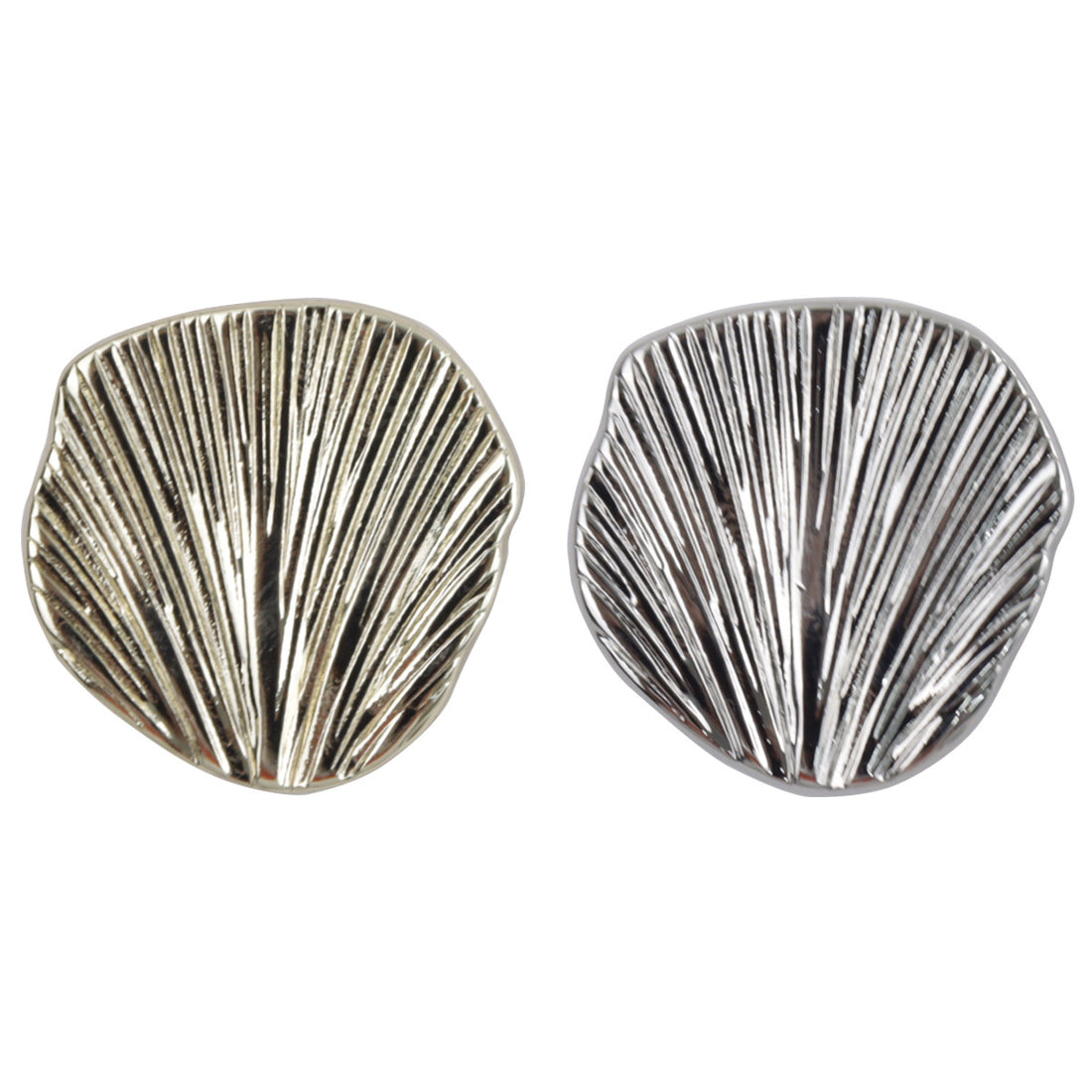 Irregular Ginkgo Leaf Fan-Shaped Gold and Silver Metal Buttons 10pcs - Lots of Buttons