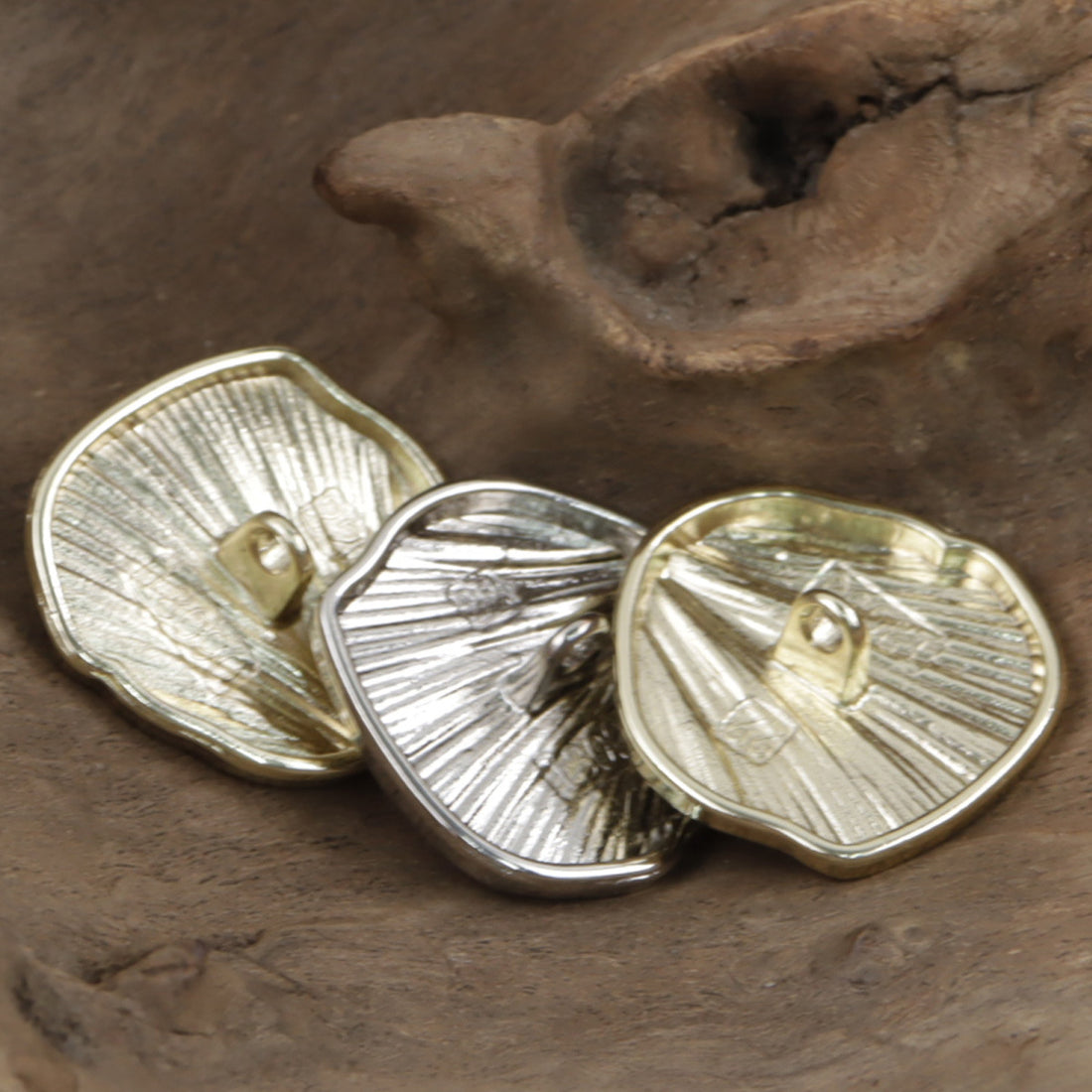 Irregular Ginkgo Leaf Fan-Shaped Gold and Silver Metal Buttons 10pcs - Lots of Buttons