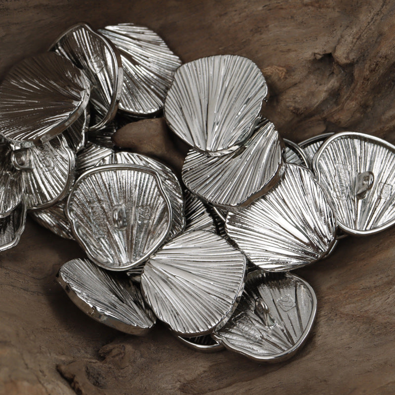 Irregular Ginkgo Leaf Fan-Shaped Gold and Silver Metal Buttons 10pcs - Lots of Buttons