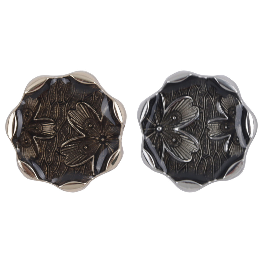Polygonal Flower Pattern Gold and Silver Metal Shank Buttons 10pcs - Lots of Buttons