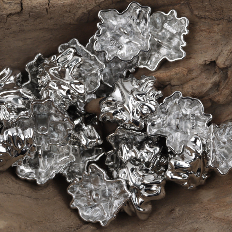 3D Leaf Shaped Metal Buttons with Shank Gold Silver 10pcs - Lots of Buttons