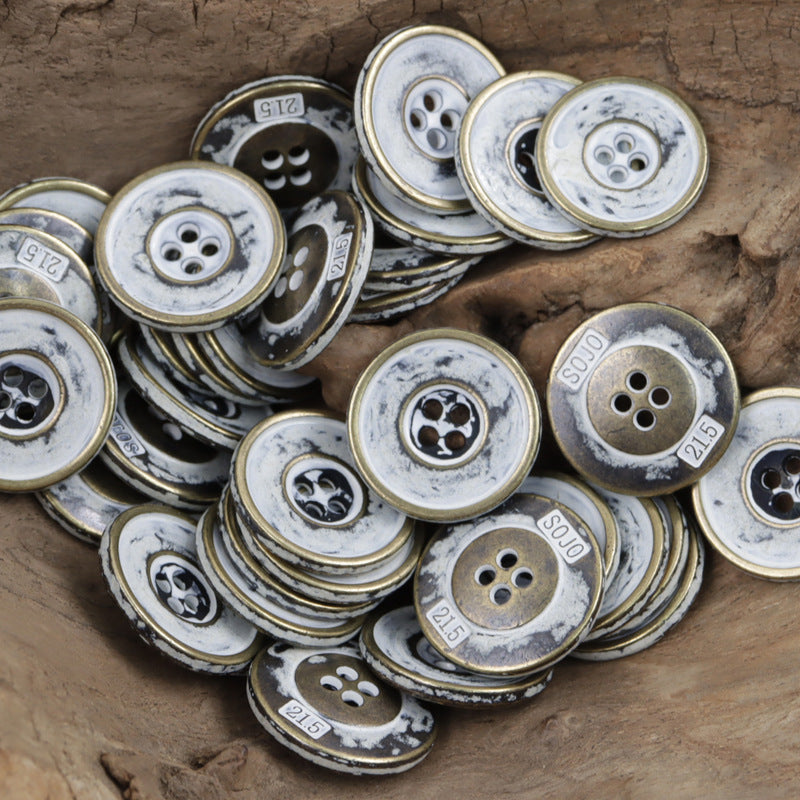 Vintage Rusty Metal 4 Hole Buttons for Denim Shirts 10pcs - Lots of Buttons