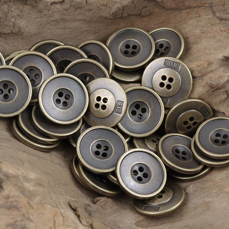 Vintage Rusty Metal 4 Hole Buttons for Denim Shirts 10pcs - Lots of Buttons