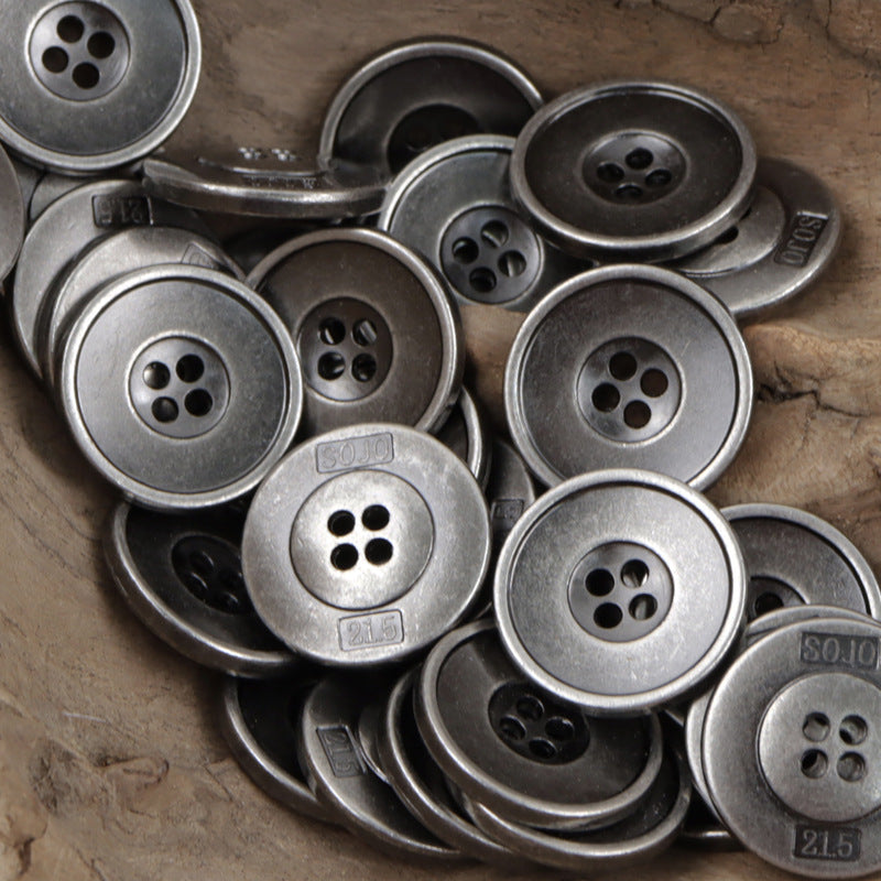 Vintage Rusty Metal 4 Hole Buttons for Denim Shirts 10pcs - Lots of Buttons