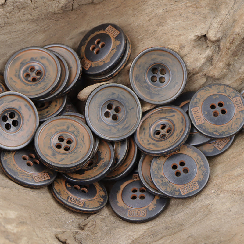 Vintage Rusty Metal 4 Hole Buttons for Denim Shirts 10pcs - Lots of Buttons