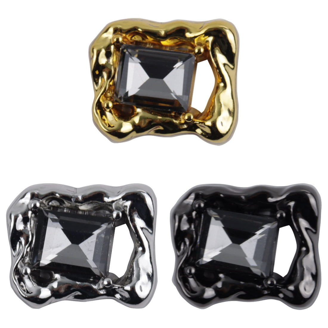 Irregular Rectangular Zircon-Inlaid Metal Decorative Buttons 10pcs - Lots of Buttons