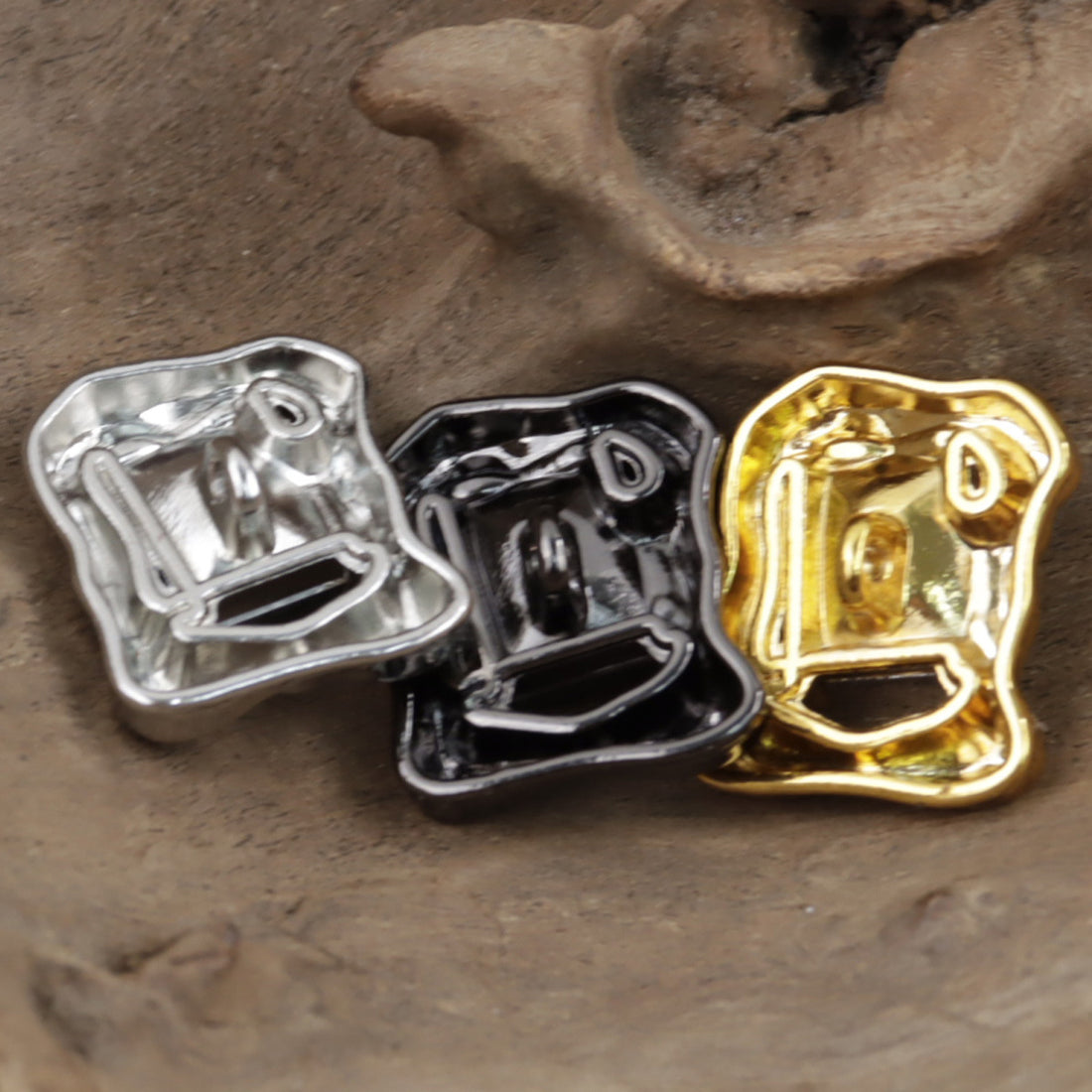 Irregular Rectangular Zircon-Inlaid Metal Decorative Buttons 10pcs - Lots of Buttons