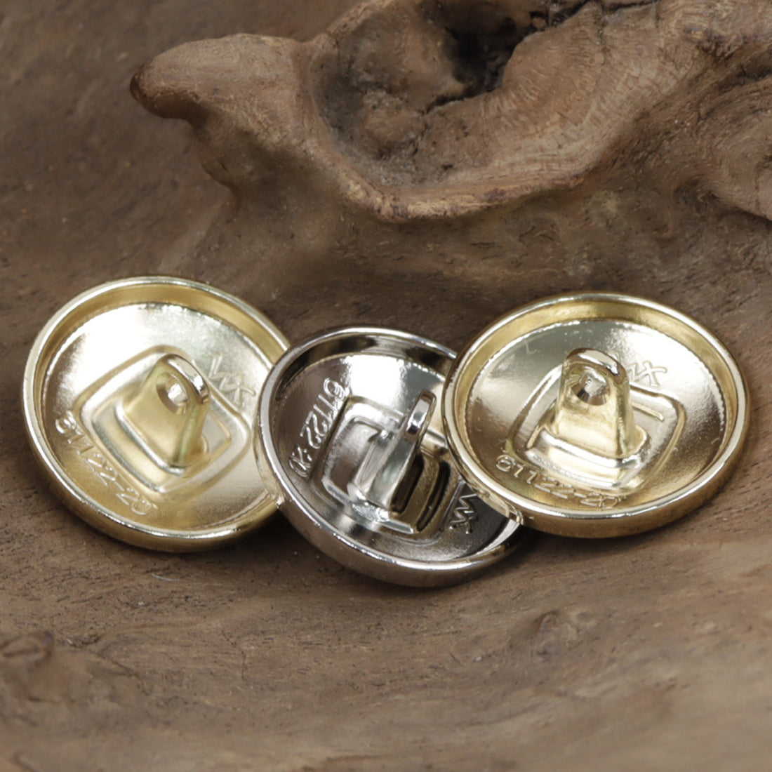 Round Gold and Silver Metal Buttons with Embedded Square Patterns 10pcs - Lots of Buttons