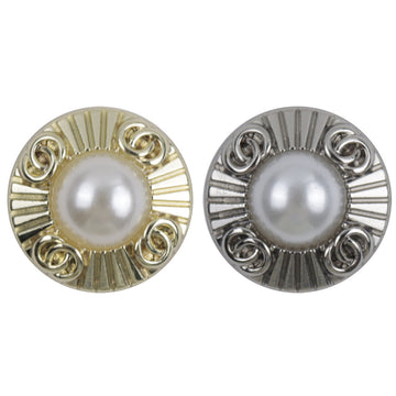 Double-Ring Pearl Gold and Silver Metal Decorative Buttons 10pcs - Lots of Buttons