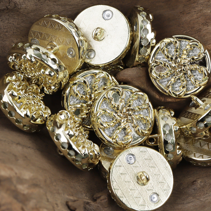 Gold and Silver Windmill Metal Buttons for Woolen Coats 10pcs - Lots of Buttons