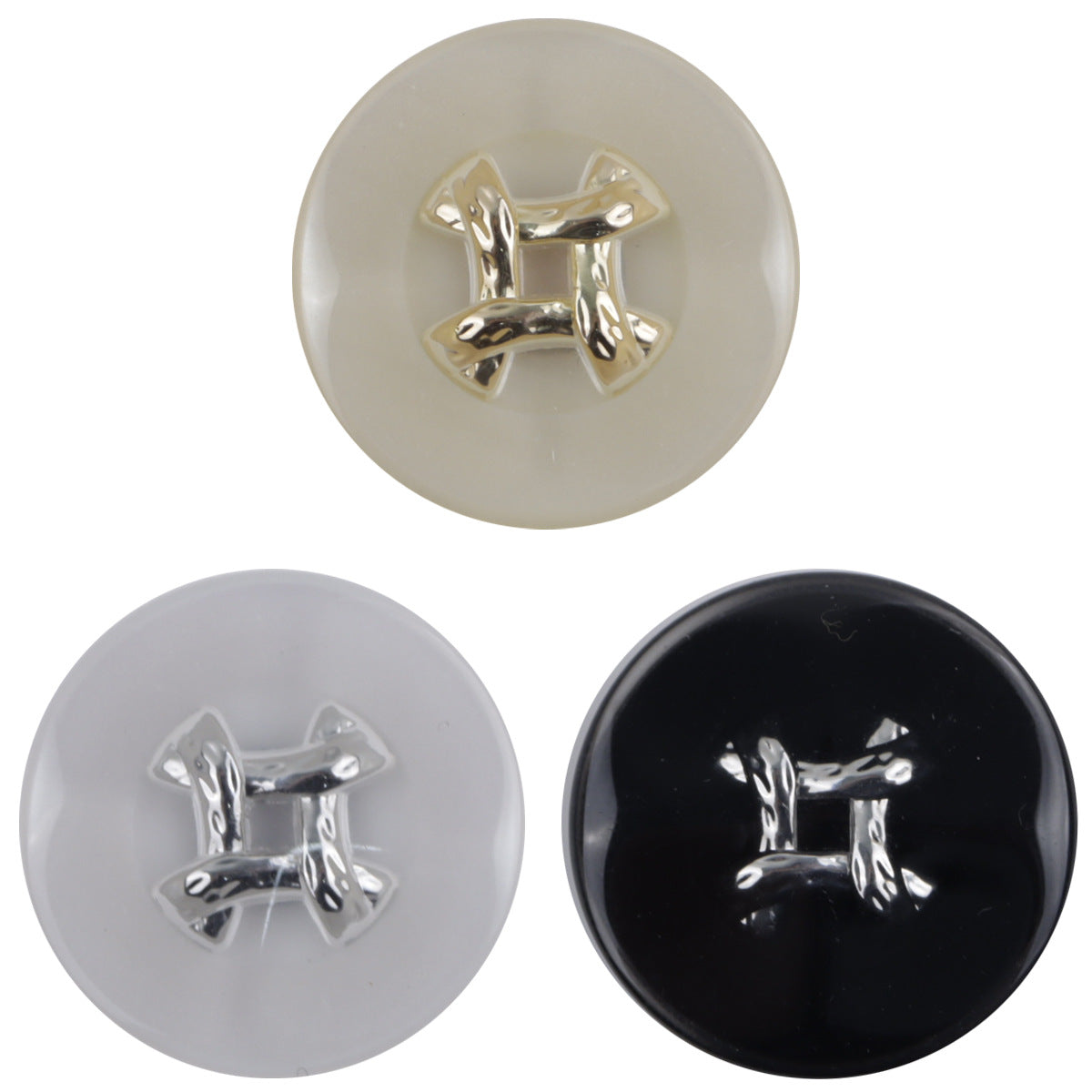 Champagne Resin-Metal Combination Buttons for Woolen Coats 10pcs - Lots of Buttons