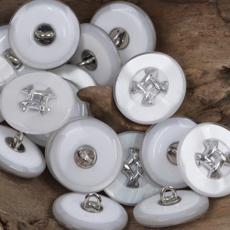 Champagne Resin-Metal Combination Buttons for Woolen Coats 10pcs - Lots of Buttons