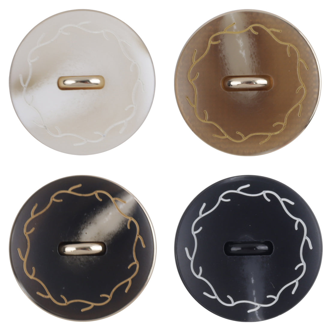 Wreath Pattern Flat Resin-Metal Combination Buttons 10pcs - Lots of Buttons