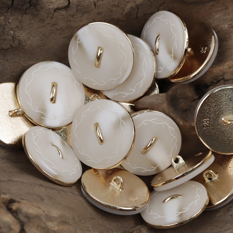 Wreath Pattern Flat Resin-Metal Combination Buttons 10pcs - Lots of Buttons