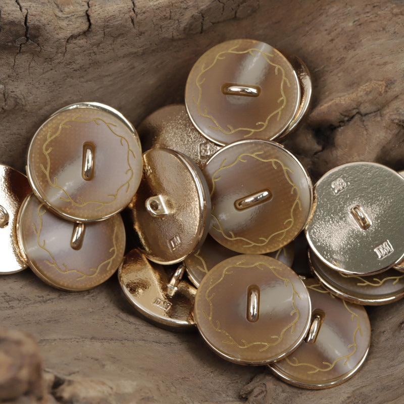 Wreath Pattern Flat Resin-Metal Combination Buttons 10pcs - Lots of Buttons