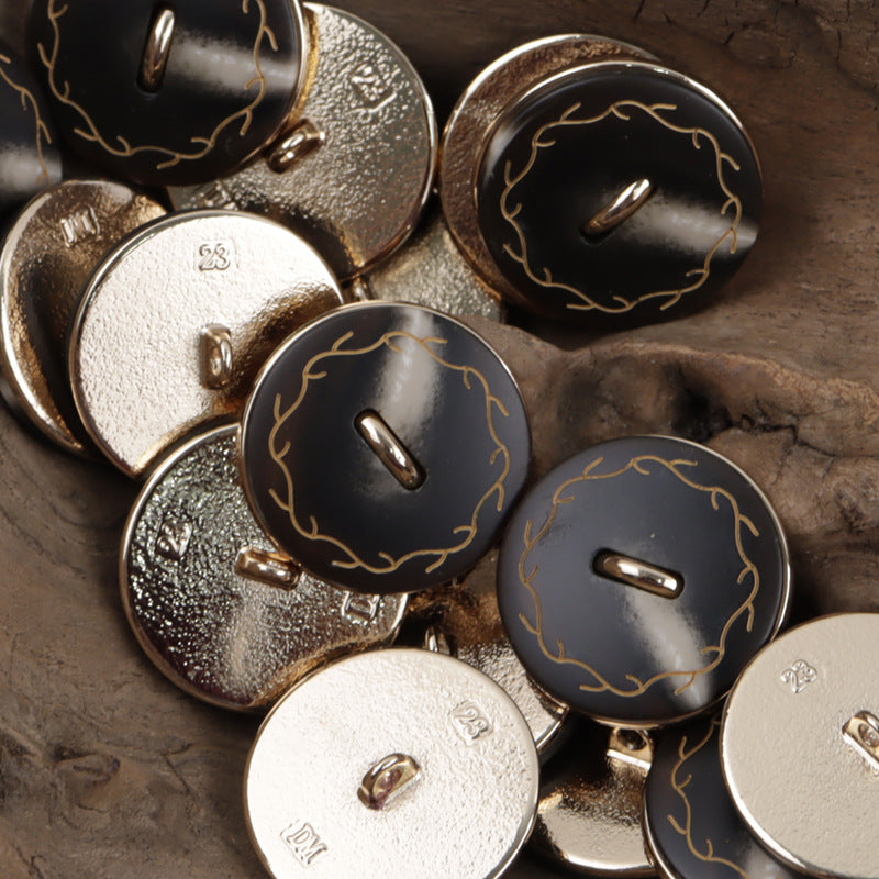 Wreath Pattern Flat Resin-Metal Combination Buttons 10pcs - Lots of Buttons