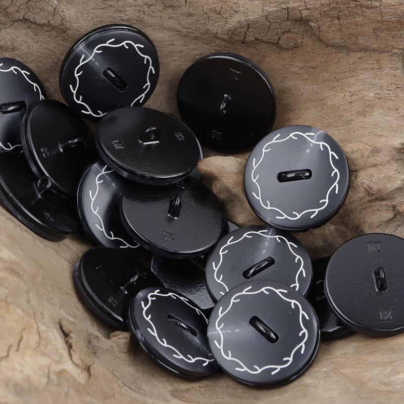 Wreath Pattern Flat Resin-Metal Combination Buttons 10pcs - Lots of Buttons