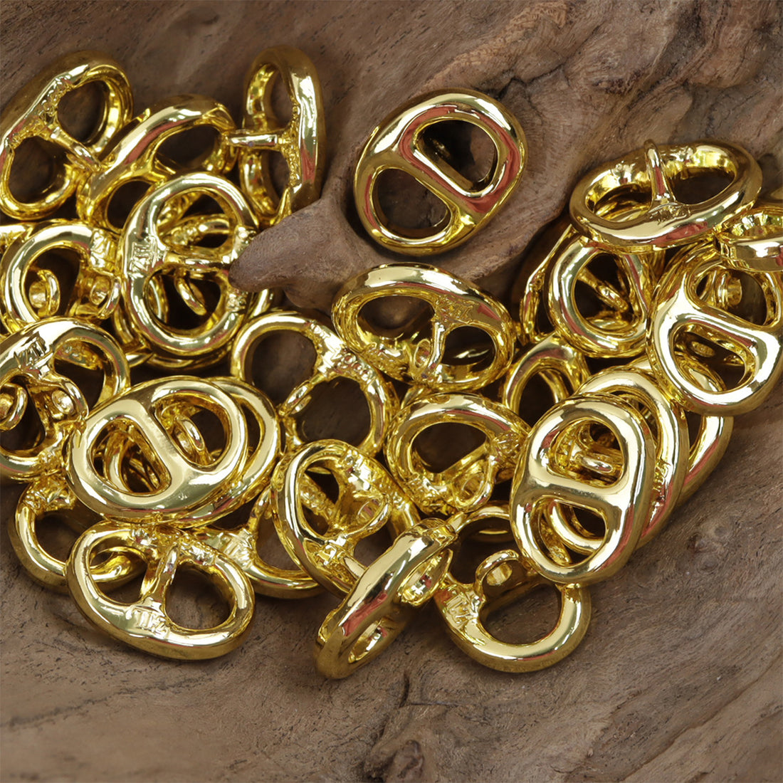 Pig Nose-Shaped Gold Metal Buttons with Shank 10pcs - Lots of Buttons