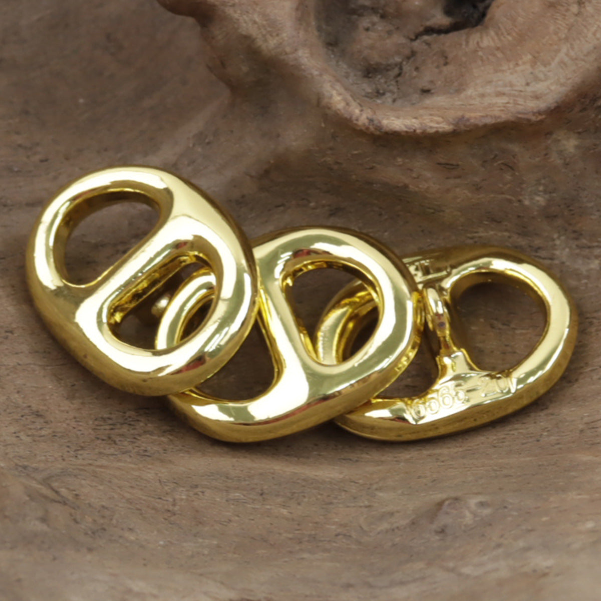 Pig Nose-Shaped Gold Metal Buttons with Shank 10pcs - Lots of Buttons