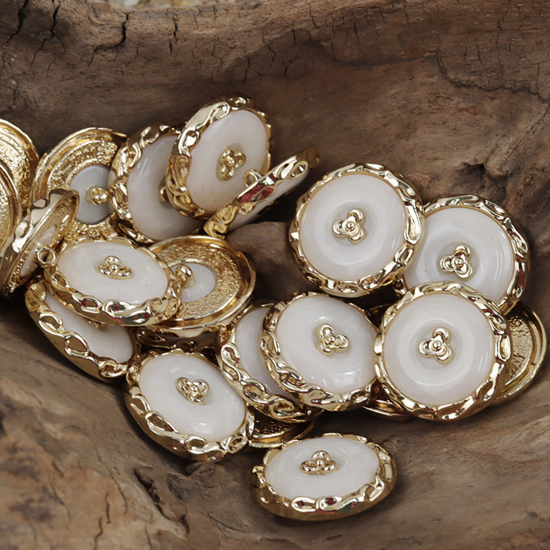Gold and Silver Shamrock Resin-Metal Combination Buttons 10pcs - Lots of Buttons