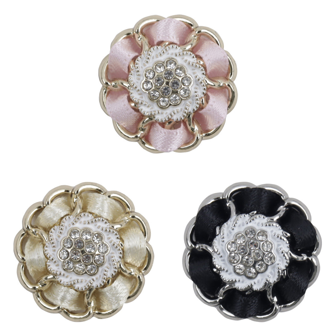 Hydrangea Handmade Hot-Fix Rhinestone Metal Decorative Buttons 10pcs - Lots of Buttons