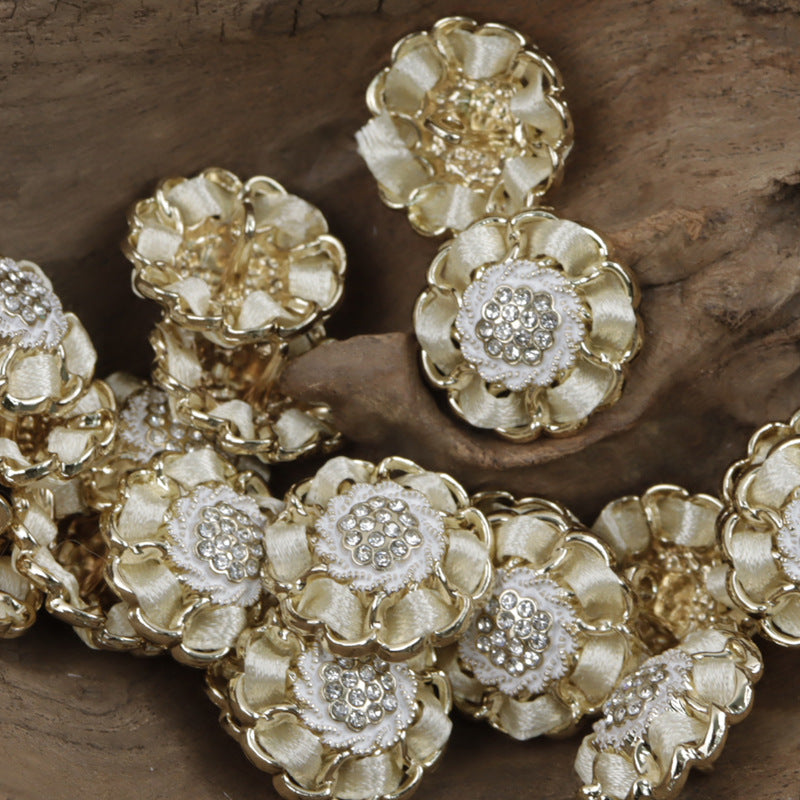 Hydrangea Handmade Hot-Fix Rhinestone Metal Decorative Buttons 10pcs - Lots of Buttons