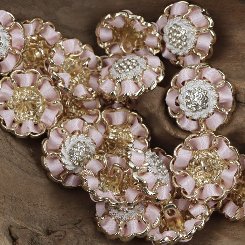 Hydrangea Handmade Hot-Fix Rhinestone Metal Decorative Buttons 10pcs - Lots of Buttons
