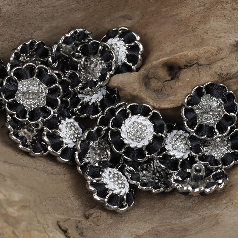 Hydrangea Handmade Hot-Fix Rhinestone Metal Decorative Buttons 10pcs - Lots of Buttons