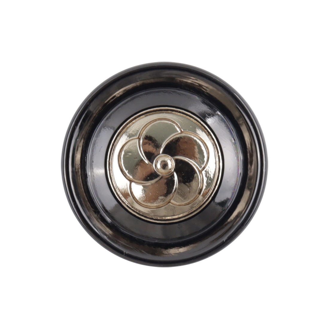 Camellia Pattern Shiny Black Metal Shank Buttons for Hoodies 10pcs - Lots of Buttons