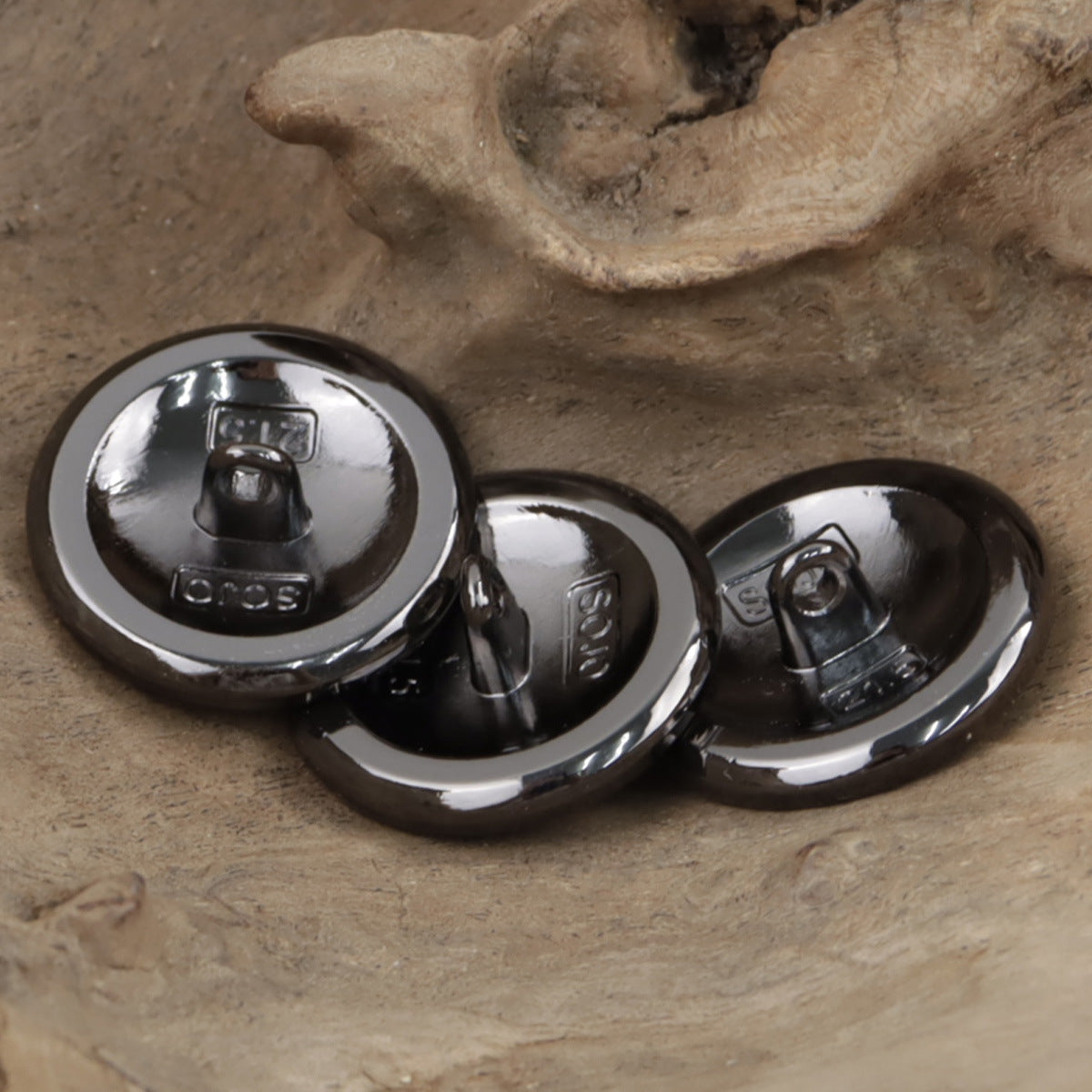 Camellia Pattern Shiny Black Metal Shank Buttons for Hoodies 10pcs - Lots of Buttons