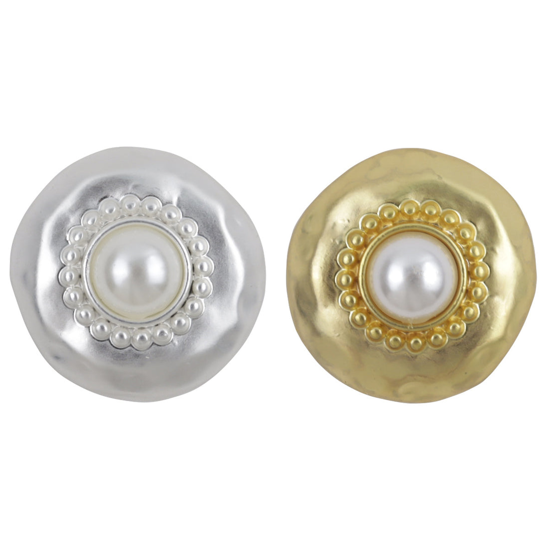 Gold Silver Metal Buttons with White Pearls for Cashmere Cardigans 10pcs - Lots of Buttons
