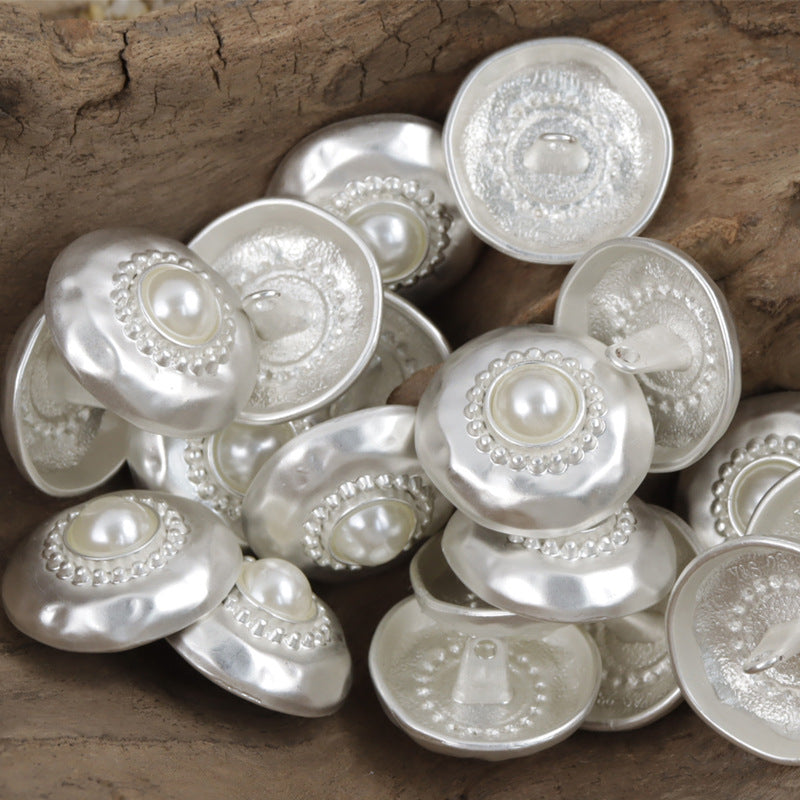 Gold Silver Metal Buttons with White Pearls for Cashmere Cardigans 10pcs - Lots of Buttons