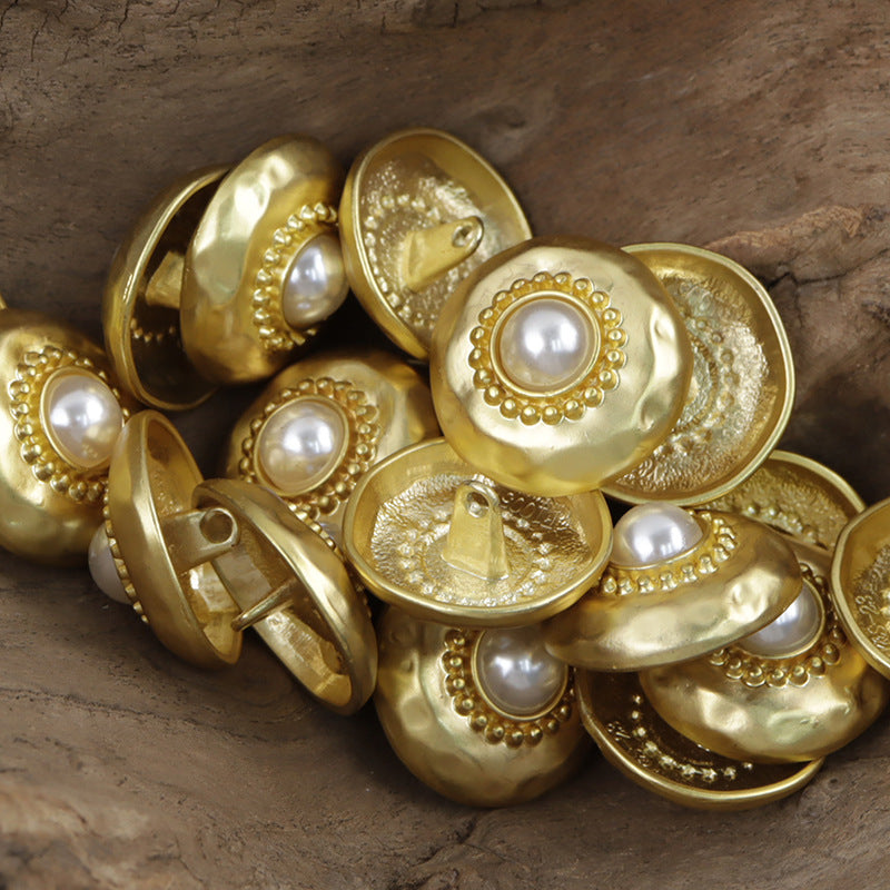 Gold Silver Metal Buttons with White Pearls for Cashmere Cardigans 10pcs - Lots of Buttons