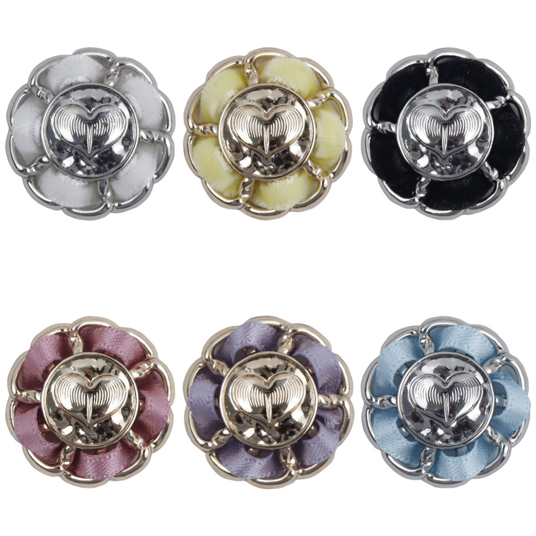 Flower-Shaped Heart Decorative Gold Buttons for Stringing and DIY Crafts 10pcs - Lots of Buttons