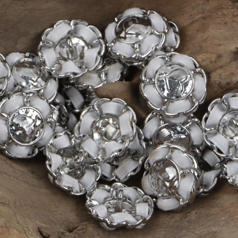 Flower-Shaped Heart Decorative Gold Buttons for Stringing and DIY Crafts 10pcs - Lots of Buttons
