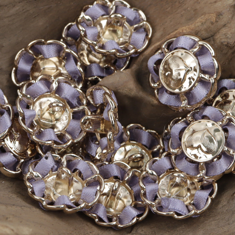 Flower-Shaped Heart Decorative Gold Buttons for Stringing and DIY Crafts 10pcs - Lots of Buttons