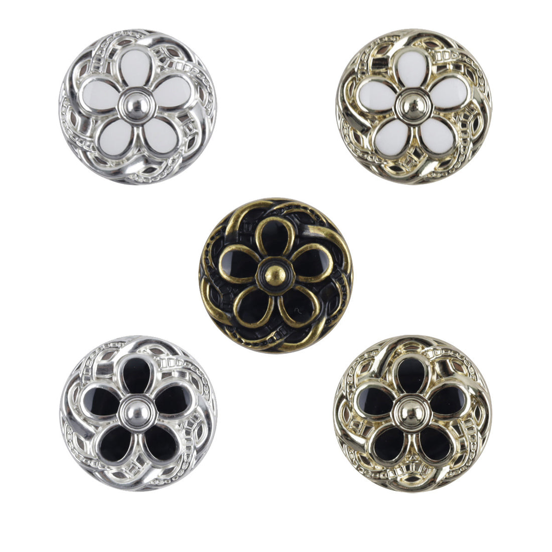 19MM Daisy-Shaped White Gold Metal Buttons for Woolen Short Coats 10pcs - Lots of Buttons