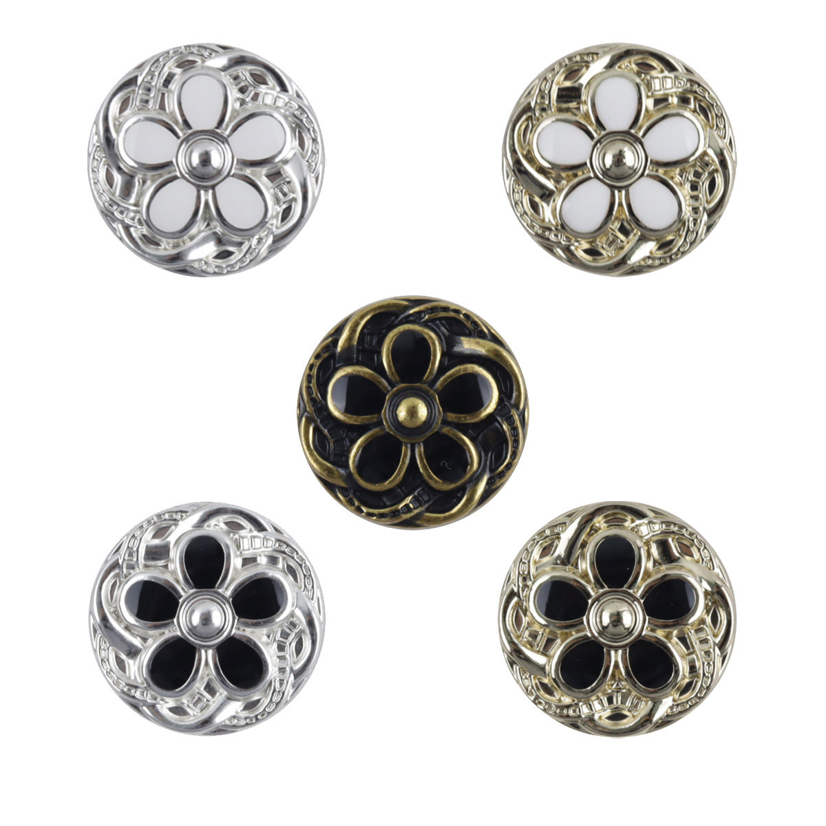 19MM Daisy-Shaped White Gold Metal Buttons for Woolen Short Coats 10pcs - Lots of Buttons