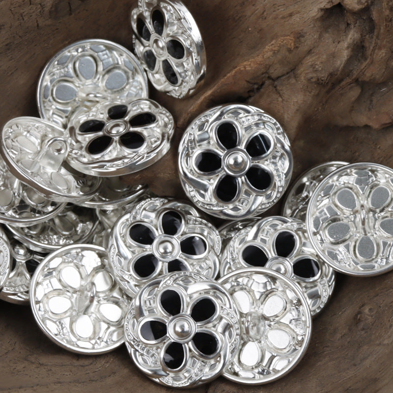 19MM Daisy-Shaped White Gold Metal Buttons for Woolen Short Coats 10pcs - Lots of Buttons