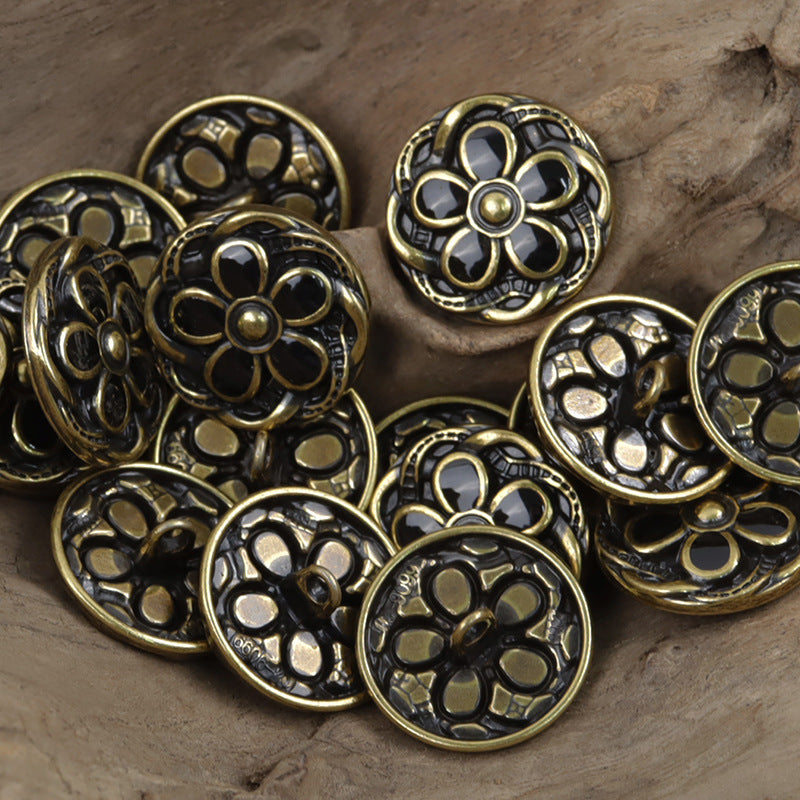 19MM Daisy-Shaped White Gold Metal Buttons for Woolen Short Coats 10pcs - Lots of Buttons