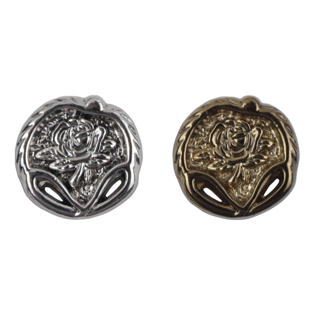 Vintage Silver Gold Rose Metal Decorative Buttons for Hat Bag Making 10pcs - Lots of Buttons