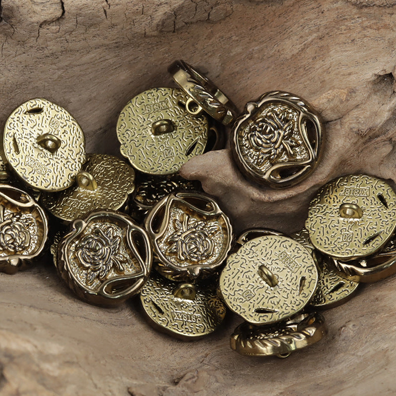 Vintage Silver Gold Rose Metal Decorative Buttons for Hat Bag Making 10pcs - Lots of Buttons