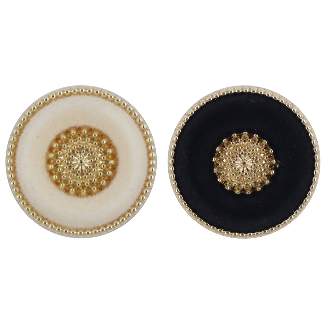 Round Snow Velvet White Gold Metal Buttons for Lady's Luxurious Coats 10pcs - Lots of Buttons