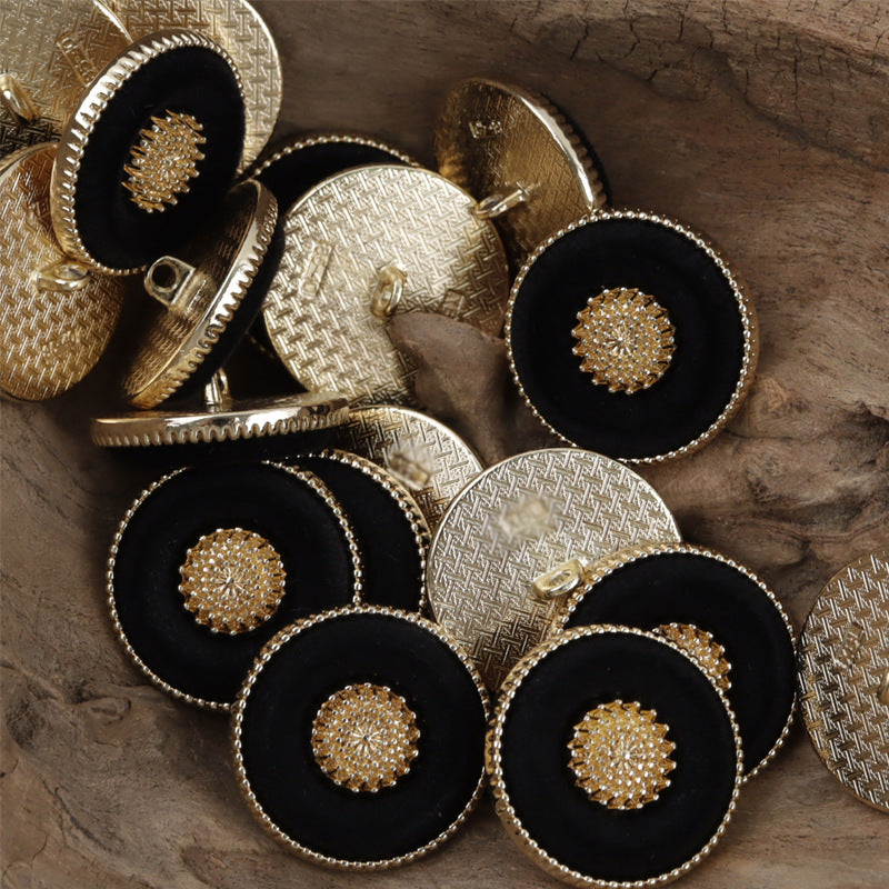 Round Snow Velvet White Gold Metal Buttons for Lady's Luxurious Coats 10pcs - Lots of Buttons