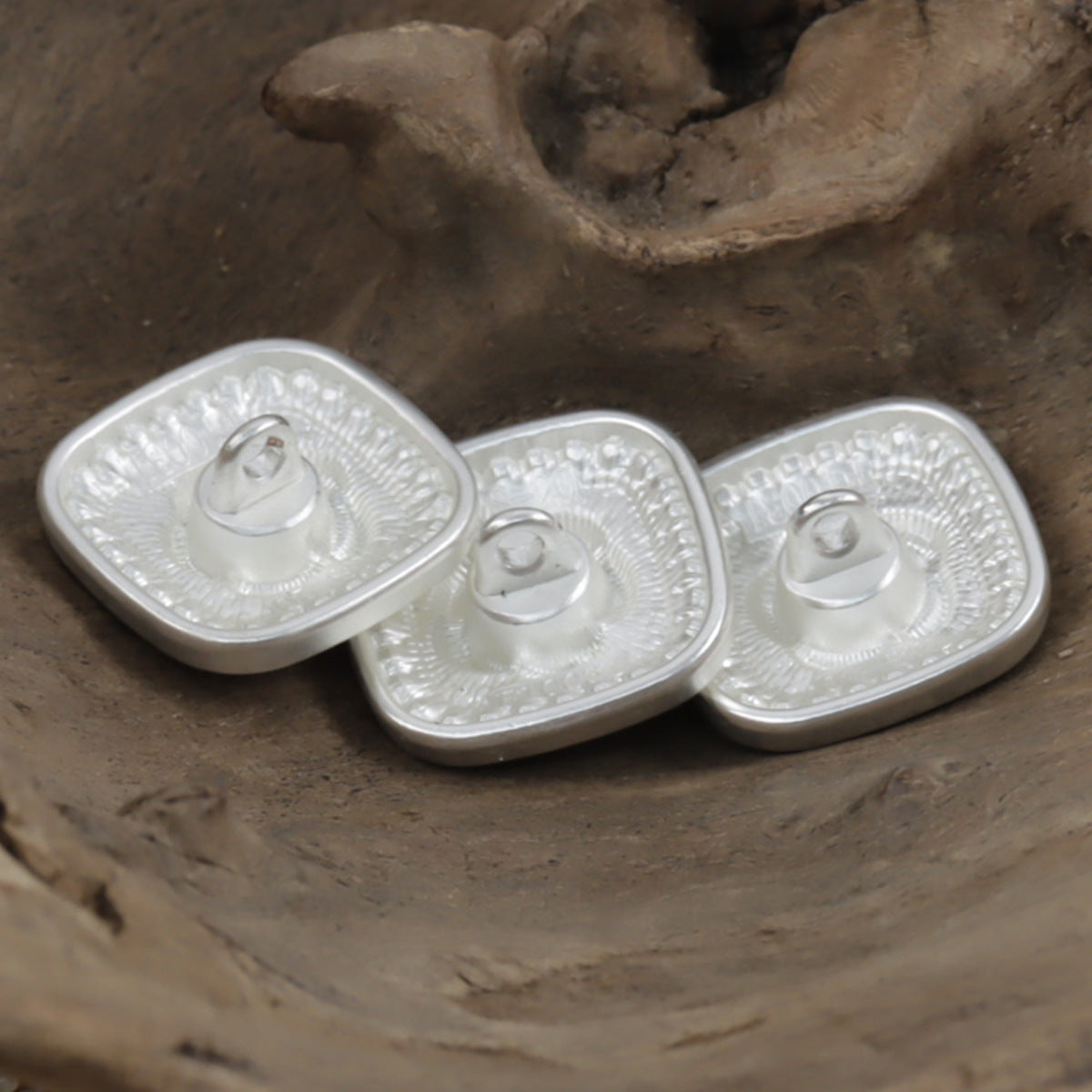 Square Silver Rose Metal Shank Buttons 10pcs - Lots of Buttons