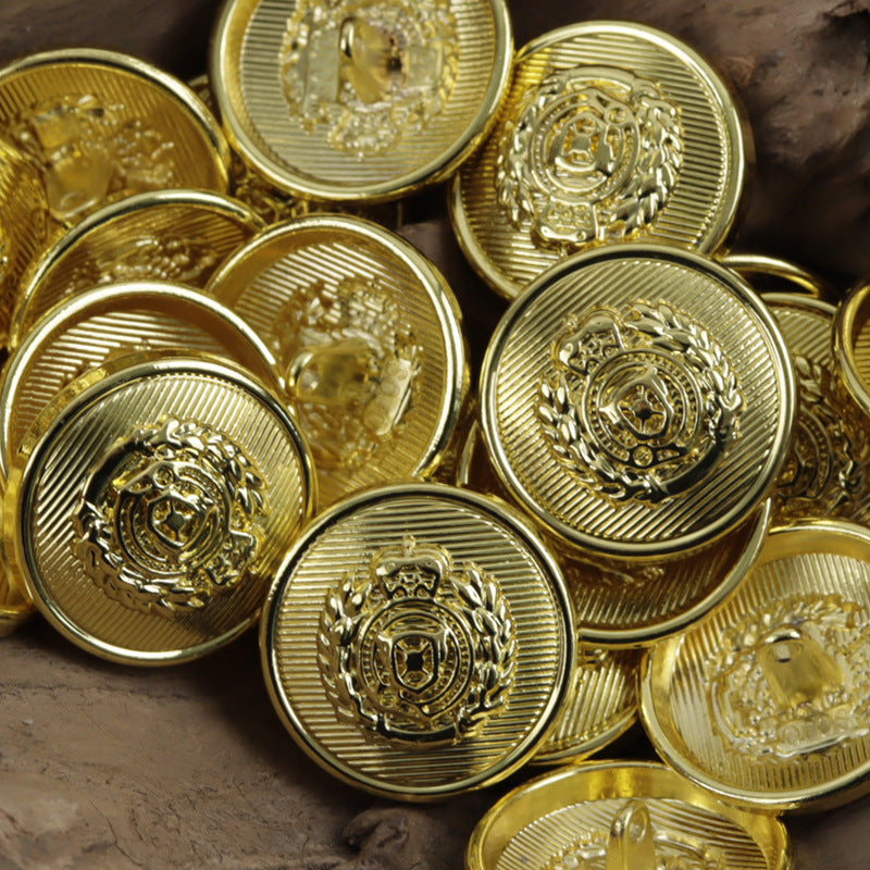 Vintage British School Style Wheat Shield Metal Buttons 10pcs - Lots of Buttons
