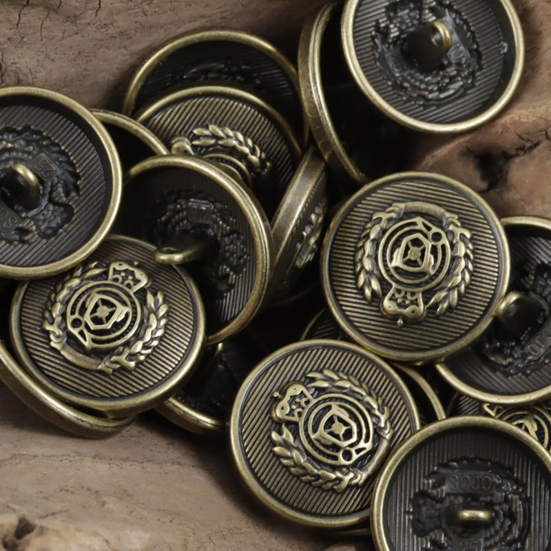 Vintage British School Style Wheat Shield Metal Buttons 10pcs - Lots of Buttons