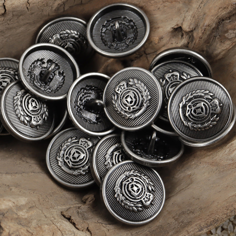 Vintage British School Style Wheat Shield Metal Buttons 10pcs - Lots of Buttons